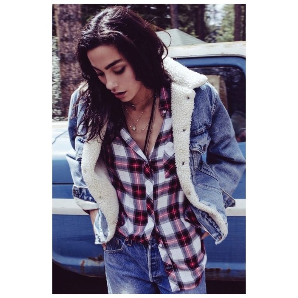 RAILS Hunter Long Sleeve Plaid Flannel Button Down Shirt red black blue White XS